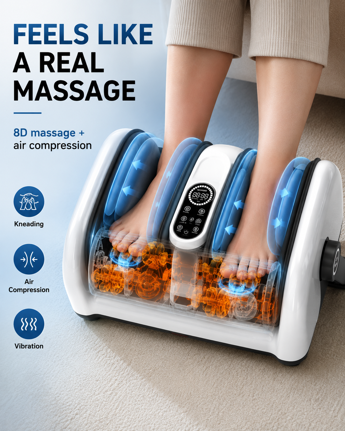 Relaxia™ 8D Foot Massager — Deep Massage, Heat & Air Compression