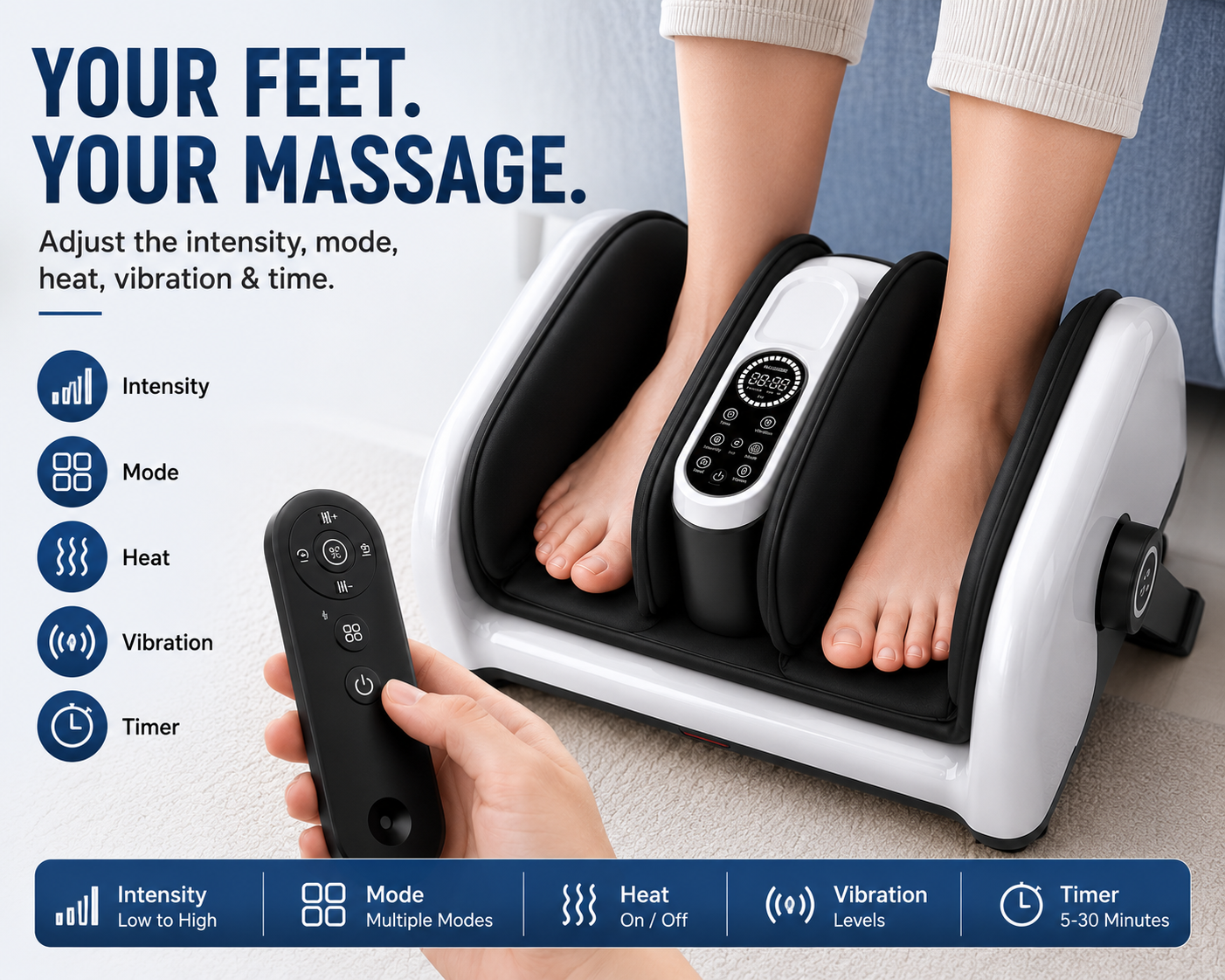 Relaxia™ 8D Foot Massager — Deep Massage, Heat & Air Compression